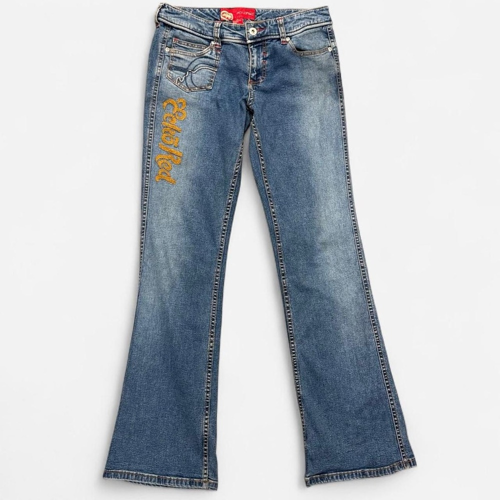 Ecko red Blue low rise  Flare Jeans with Vintage Wash